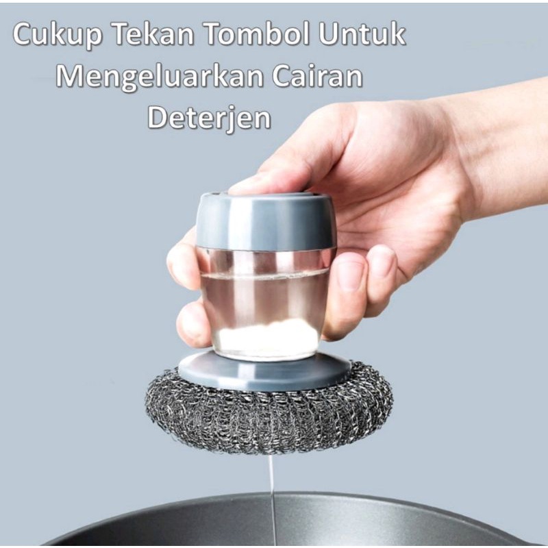 SIKAT KAWAT DENGAN DISPENSER SABUN CUCI PIRING PANCI