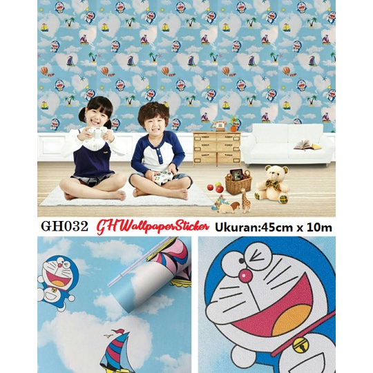 WALLPAPER STIKER DINDING MOTIF DORAEMON AWAN | WALLPAPER DINDING KAMAR TIDUR | WALPAPER DINDING | 5M