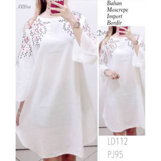 Krb701 Tunik  Putih  Moscrepe Bordir  Import Shopee Indonesia