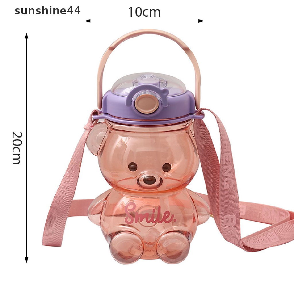 Sunshine Bear Botol Minum Susu Bayi Kapasitas Besar Dengan Sedotan + Tali Untuk Musim Panas