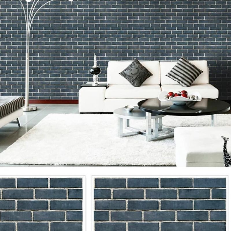 wallpaper sticker dinding murah kode 5405 bata biru tua klasik