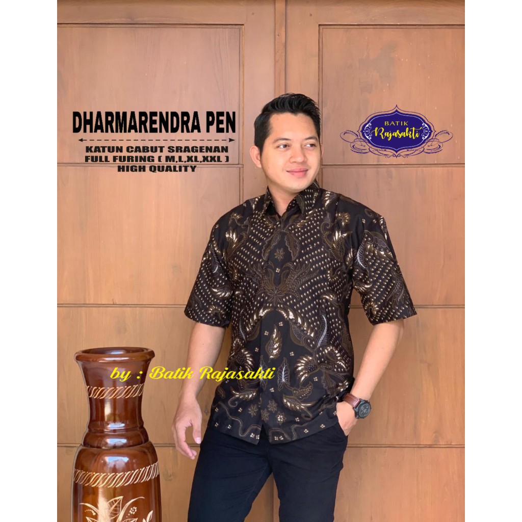 DHARMARENDRA 2 Kemeja Batik Pria Lengan Pendek Katun Halus FULL FURING Rajasakti