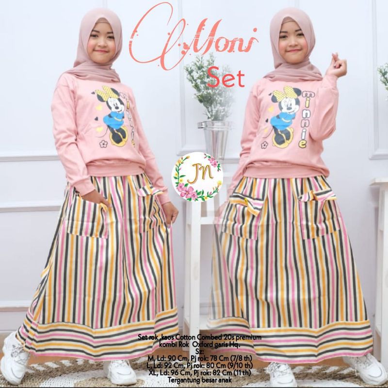 mona set setelan kaos dan rok anak cakeppp