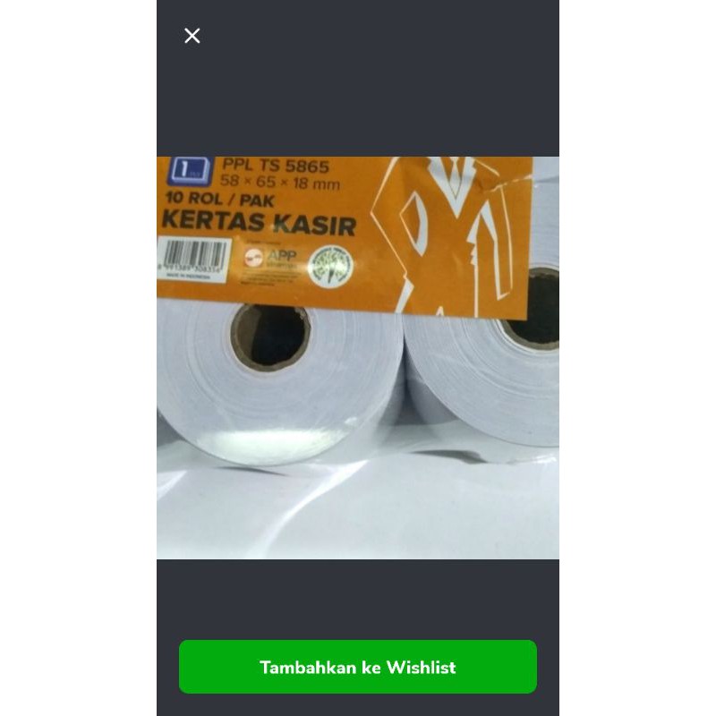 

kertas kasir 58 X 65 HVS paper line.