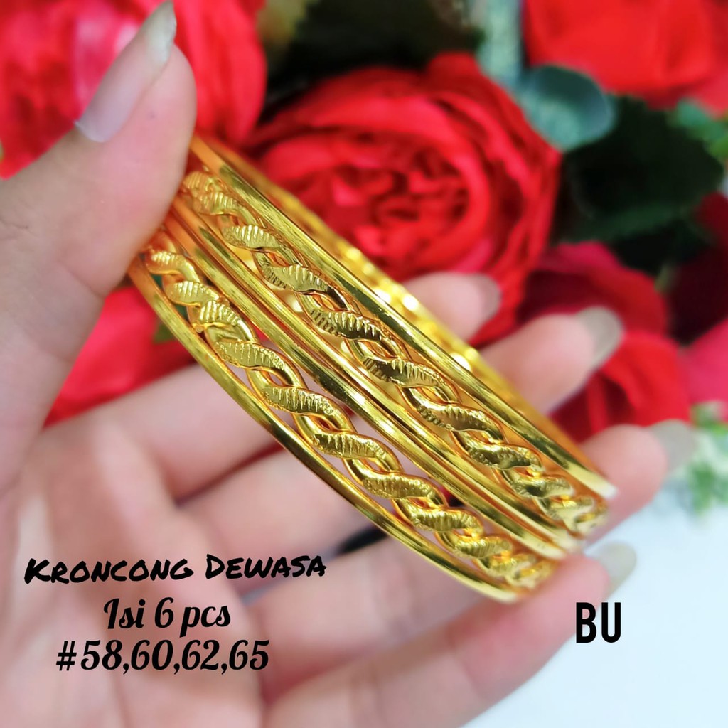 Gelang keroncong TITANIUM Dewasa set 6 variasi ukuran,gold perhiasan wanita Korea tidak karat COD