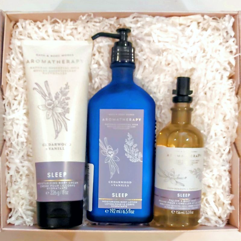 BBW AROMATHERAPHY SLEEP CEDARWOOD + VANILLA GIFT SET PAKET BATH &amp; BODY WORKS