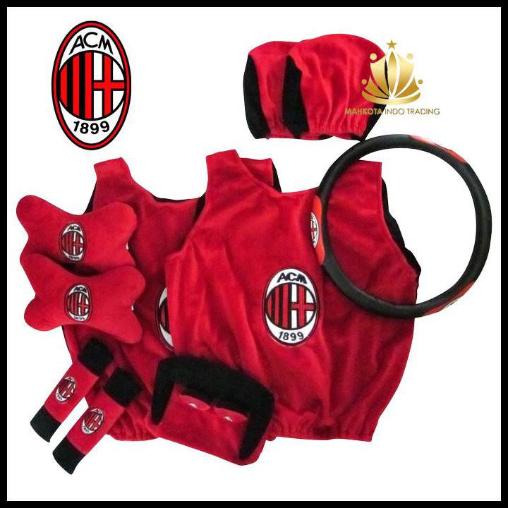 Sarung Jok Mobil 6 in 1 / Car Set Bantal Mobil 6in1 AC Milan