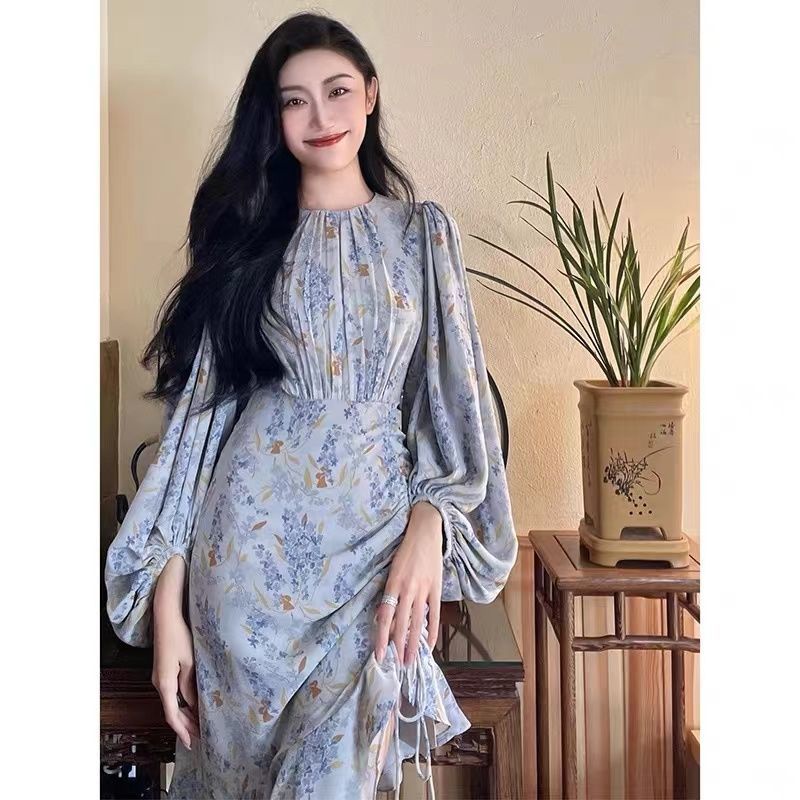 2022 baru gaun musim semi gaya wewangian kecil rok panjang Perancis lembut high-end desain niche gau