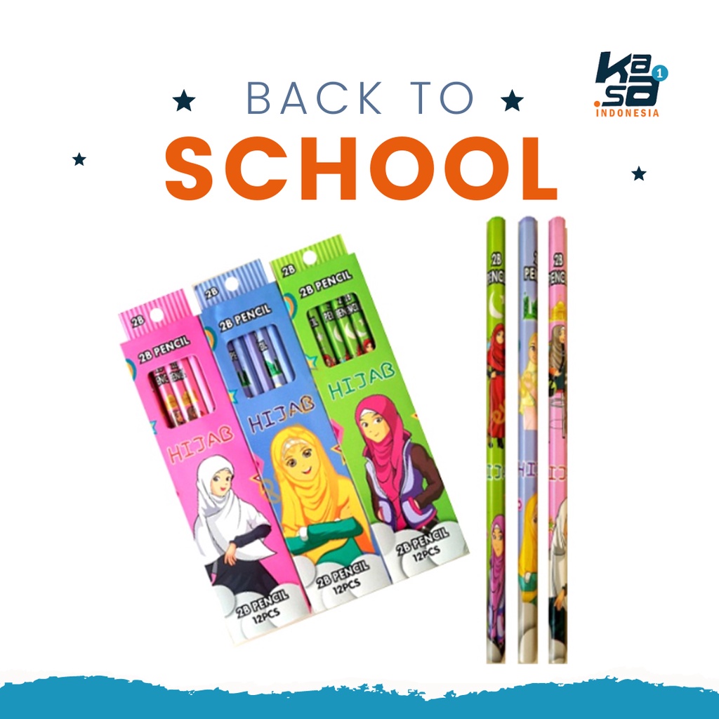 

3 PCS Pensil 2B Motif Hijab Sekolah MI / Madrasah