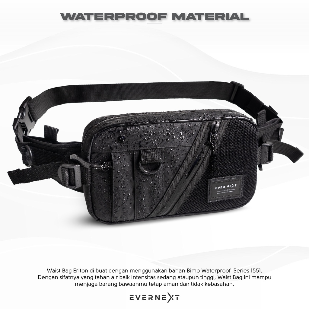 Waist bag Tas Pinggang Selempang Slempang Anti Air Pria Cowok Waterproof Anti Keren Sling bag Tas Simpel Simple Jalan Tangan Anti Air Keren Hitam