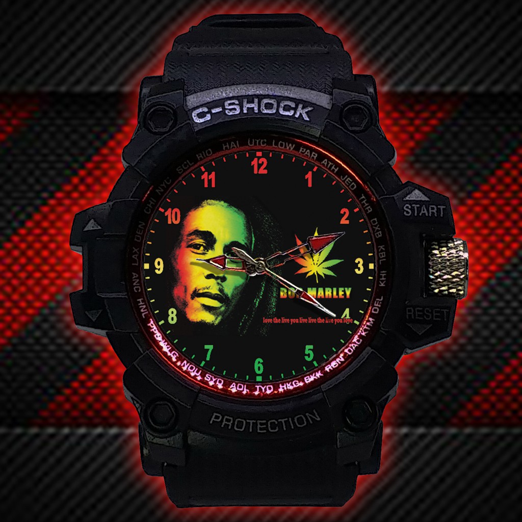 (ISTIMEWA BOSSQUE) JAM TANGAN BOB MARLEY LIST MERAH - EXCLUSIVE 3