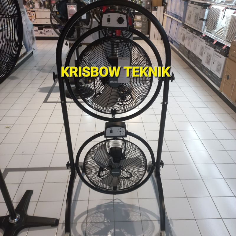 Kipas Angin Industirial Double Fan Standing Krisbow 40 Cm Hitam