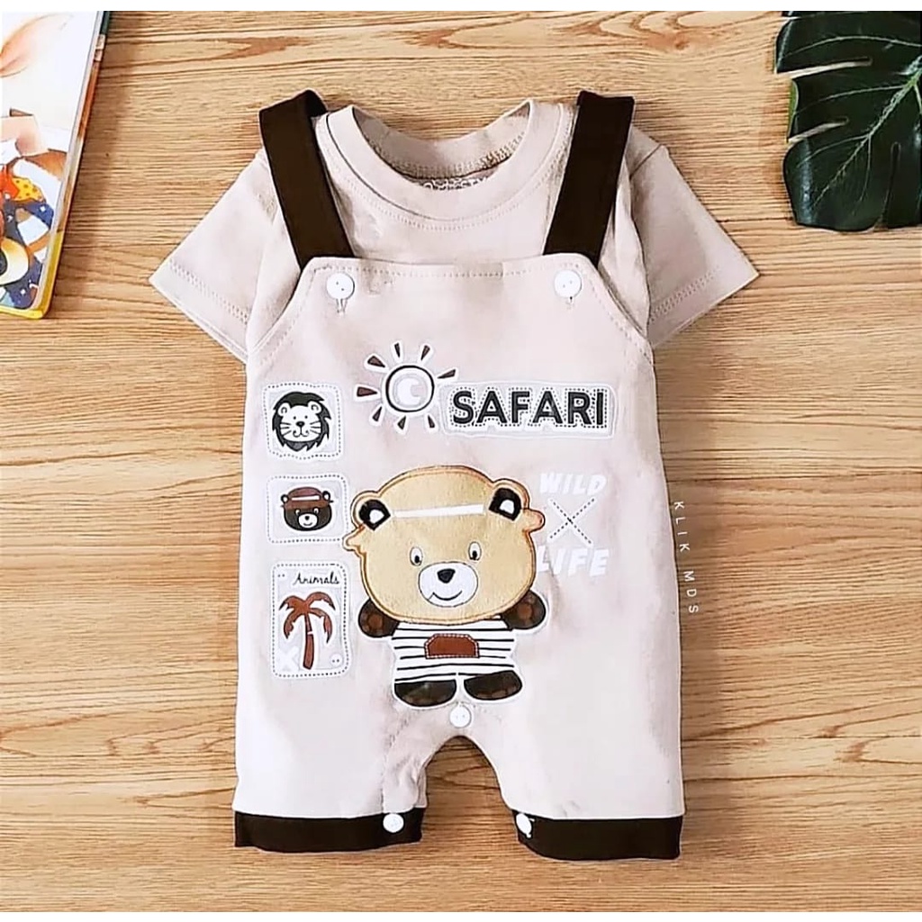 Klik Mds Overall Anak Bayi Laki-laki Motif Car Baby Dan Safari Estimasi Usia 3-12 Bulan