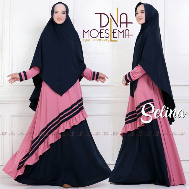 (RBN) set gamis Selina syar'i + jilbab soft pad