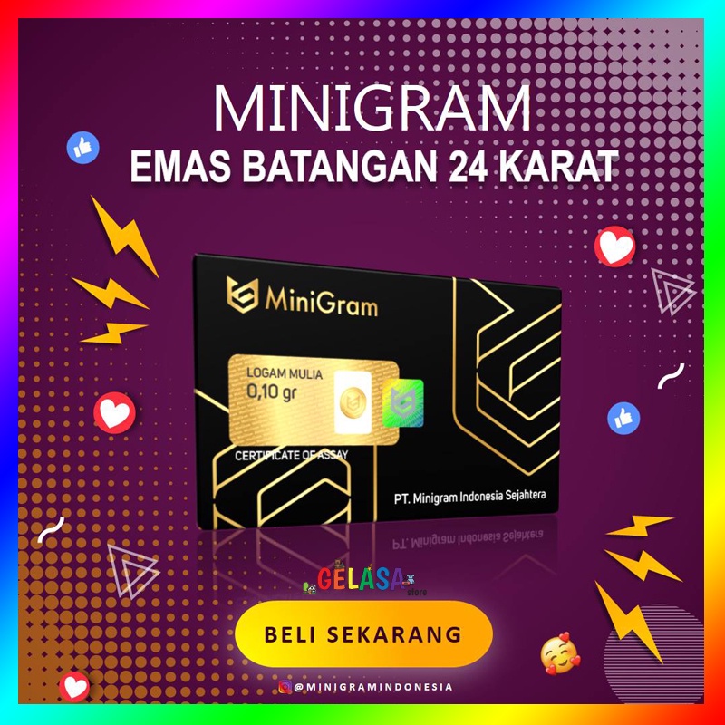 Gelasa Distributor Agen Resmi MINIGRAM Logam Mulia Emas Murni 24k Sertifikat Resmi 0,1 gram