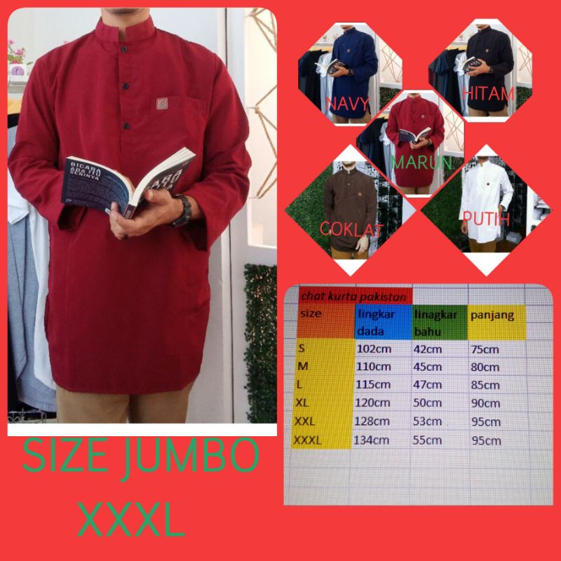 KOKO SIZE JUMBO  KURTA  PAKISTAN LENGAN PANJANG XXXL