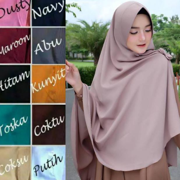 PROMO JILBAB INSTAN KHIMAR JUMBO BELAH TENGAH KUPU / KHIMAR PET JUMBO BELAH PITA KUPU HIJAB SYARI