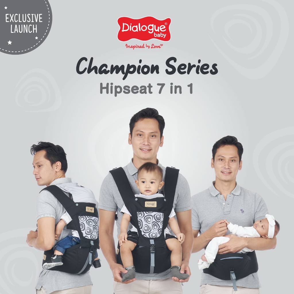 Dialogue Gendongan Bayi Depan Hipseat 7 Posisi Champion Glazy Sparkle Leon Series