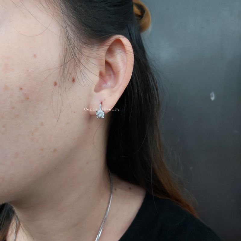 ANTING PERAK ASLI SILVER 925 LAPIS EMAS PUTIH JEPIT MODEL EMAS - PERHIASAN PERAK WANITA