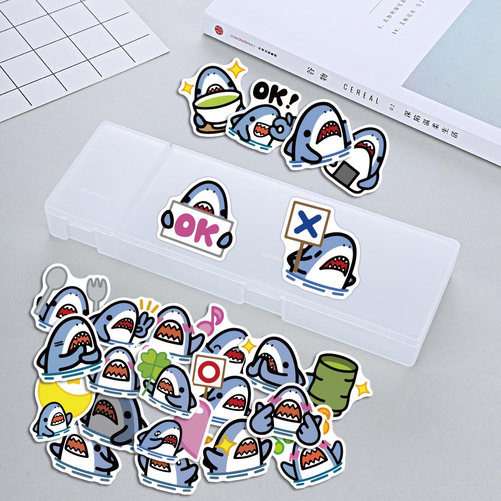 60 lucu hiu biru stiker anak kartun ponsel case bagasi Piala Notebook Jurnal stiker kecil lembar