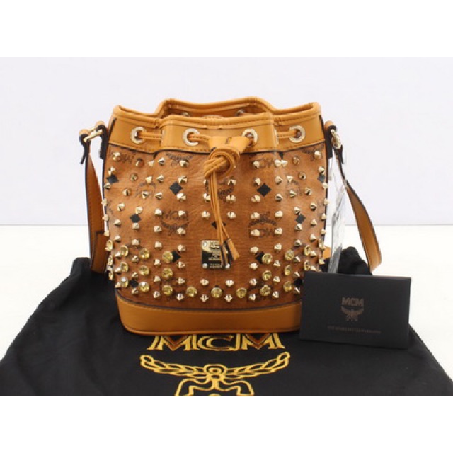 Tas MCM Drawstring Diamond Visetos Mini Coklat