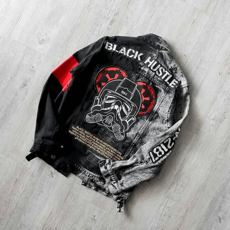 jaket denim black hustle