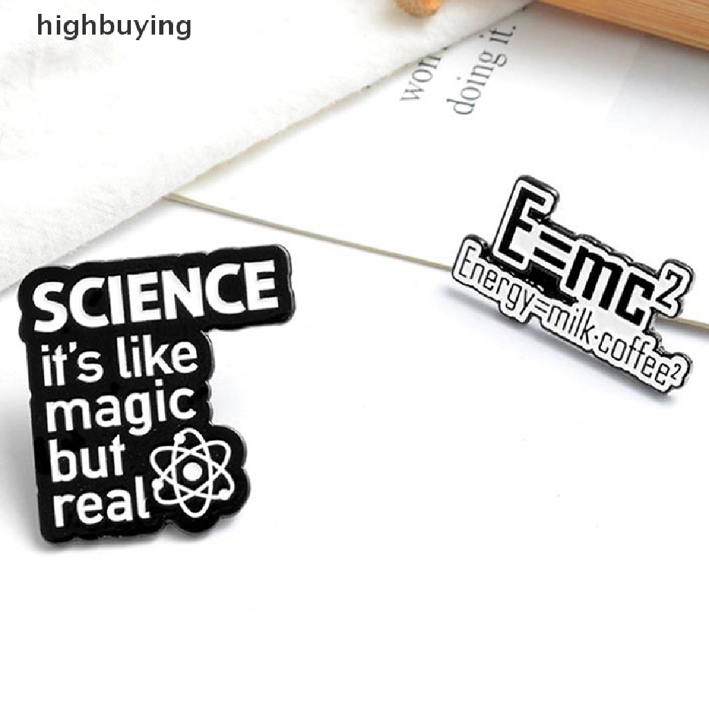 Hbid 1Pc Bros Pin Enamel Desain Science is Magic Warna Hitam Putih Untuk Aksesoris Taskerah Pakaian