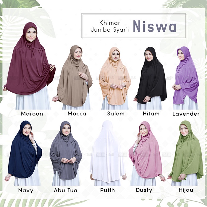 Hijab | Jilbab Syar'i | Kerudung Instan | Bergo | Wanita |  Khimar Jumbo Syar'i Niswa - Putih