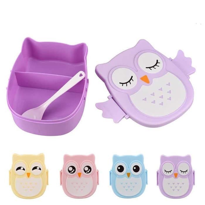 Lunch Box Owl 2 Sekat Kotak Makan Siang Kartun Burung Hantu Kotak Makan Anak Owl Burung Hantu Lunch Box Luci Model Burung Hantu 2 Grid Anak Karakter Kotak Bekal Owl