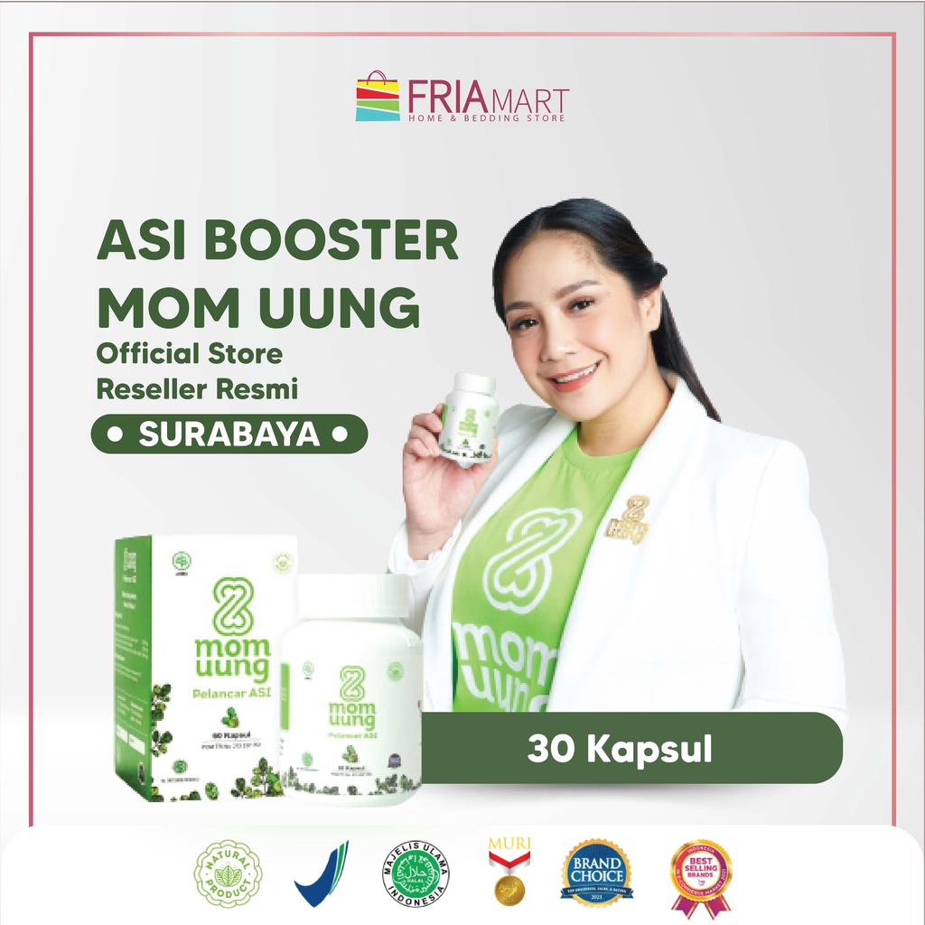MOM UUNG ASI BOOSTER 30 KAPSUL/ PELANCAR ASI BPOM HALAL NATURAL / MOM UUNG SURABAYA
