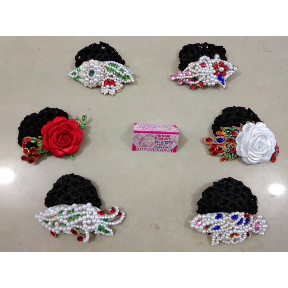 Harnet Rambut Hias Bunga Mawar + Mutiara