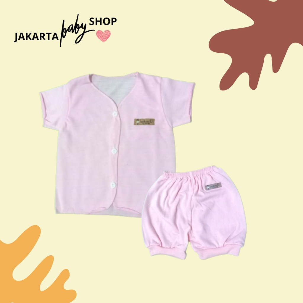 SETELAN BAJU BAYI BARU LAHIR LENGAN PENDEK + CELANA PENDEK LUSIANA E 651111+652201