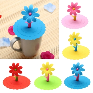 Tutup Cangkir Bunga Matahari Lucu Tahan Debu Reusable Silicone Cup Lids DIY Penutup Insulasi Panas Untuk Gelas Minum