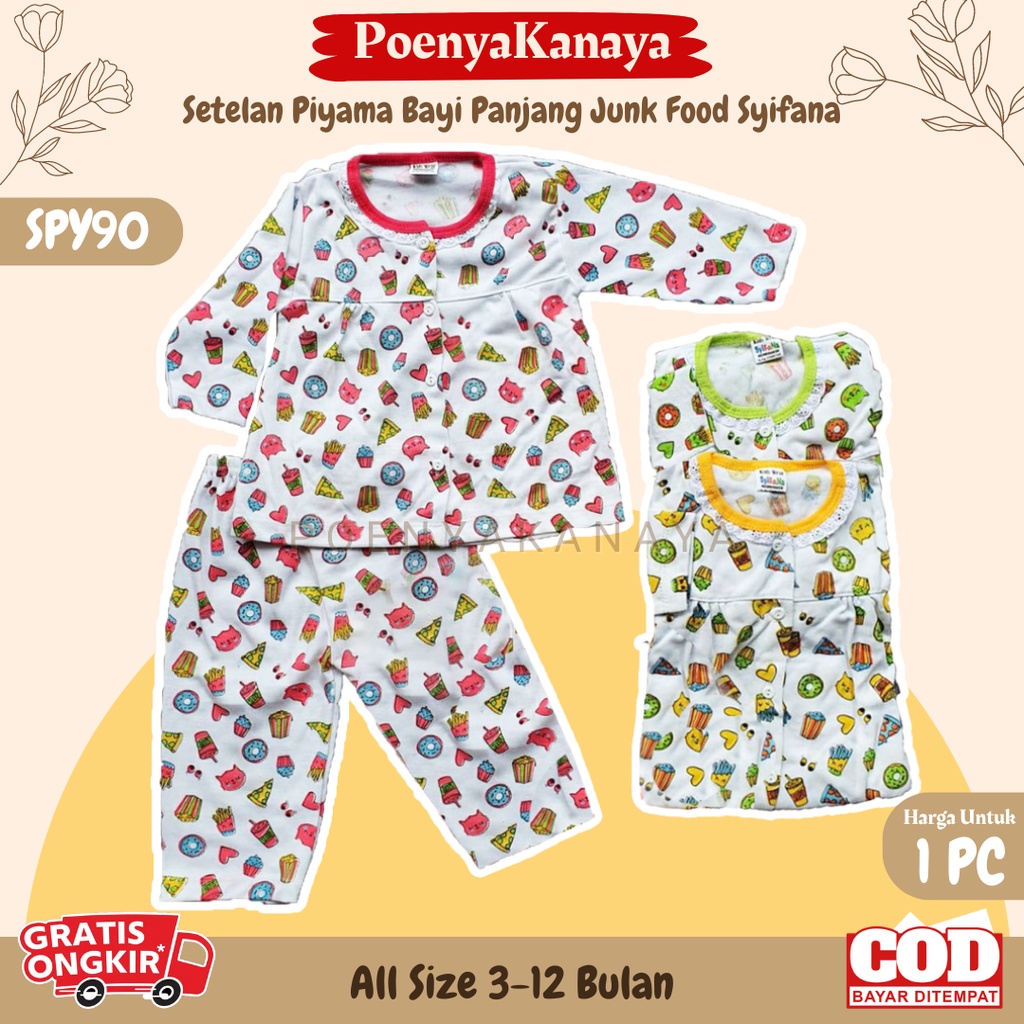 Setelan Baju Bayi Piyama Bayi Perempuan Junk Food Syifana 3-12 bln SPY90