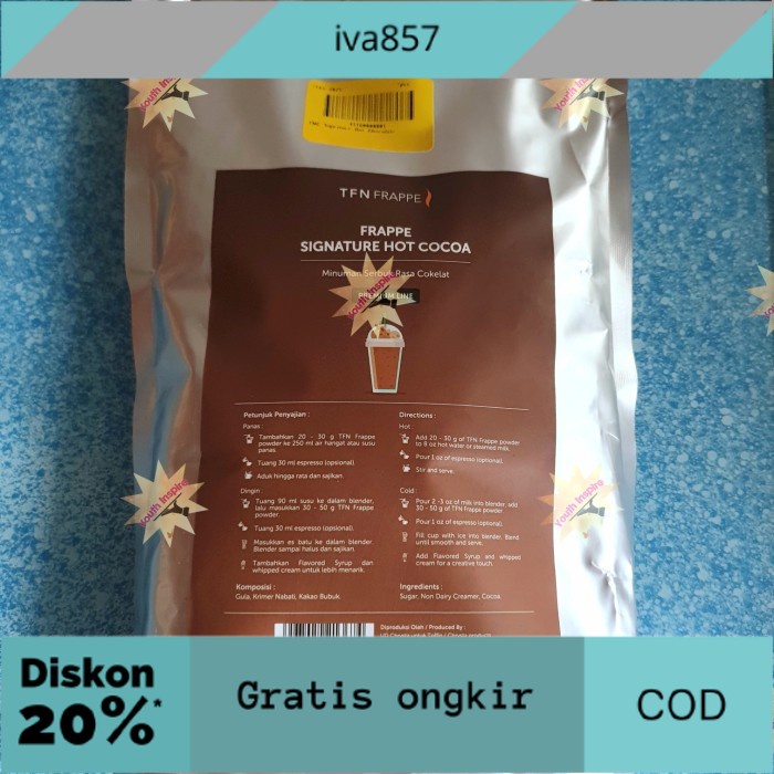 

PROMO Powder/Frappe Toffin Ice Blended Hot Chocolate 1000Gr Premium GRATIS ONGKIR