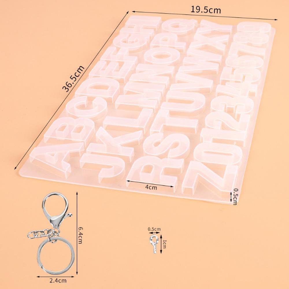 33pcs / set Cetakan Resin Bentuk Huruf Alfabet Untuk Membuat Perhiasan Gantungan Kunci