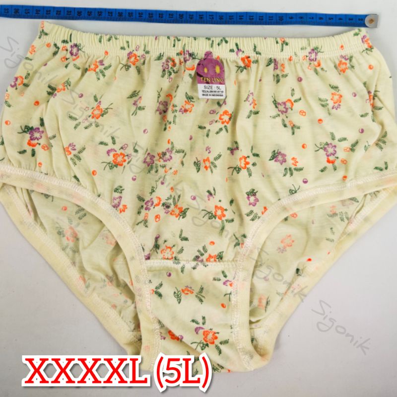 CD Celana Dalam Wanita Dewasa Super Big Size XXXL(4L) XXXXL(5L) Ekstra Jumbo TLN TENLING Motif Bunga Katun Cewek Perempuan Grosir Murah Karet Kerut Sigonik