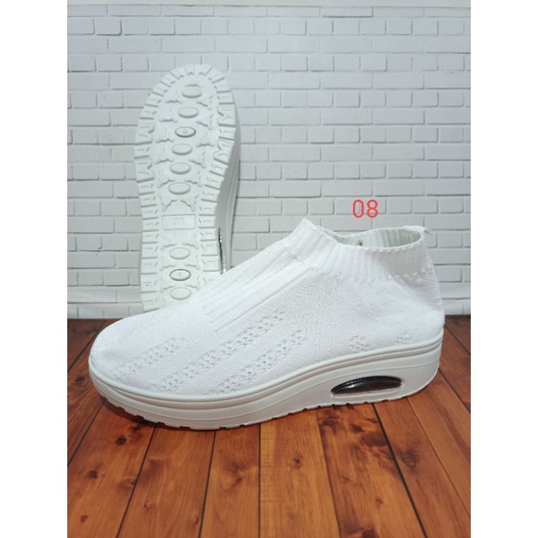Sepatu Slip On Cewe Rajut Putih Sneakers wanita premium murah Original