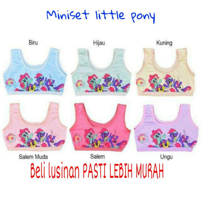 Mini set anak remaja perempuan cewek SD SMP motif LITTLE PONY lusinan miniset bra bh anak cewek