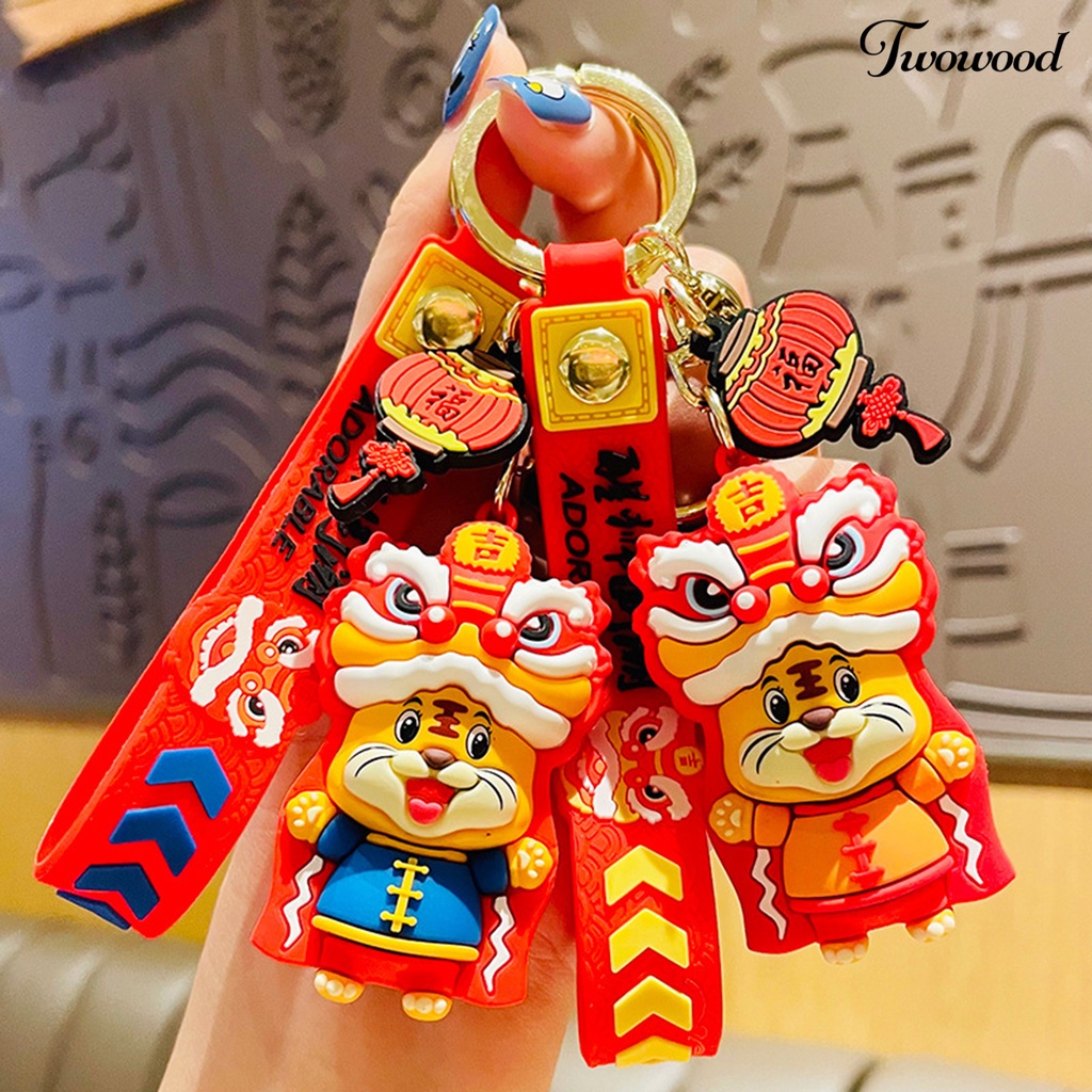 Twowood Key Chain Cartoon Unisex Chinese Year of The Tiger Key Ring Pendent Decorative Festival Gift for Children