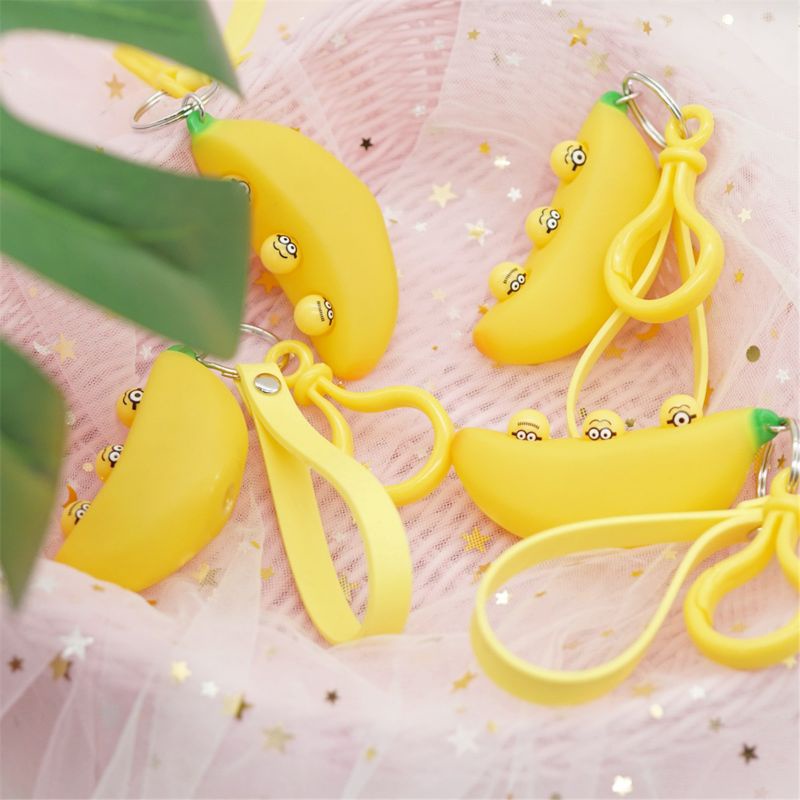 Mary 2.95x1.38x1.38in Menghilangkan Stress Mainan Dekompresi Stretch Banana Keychain Toy