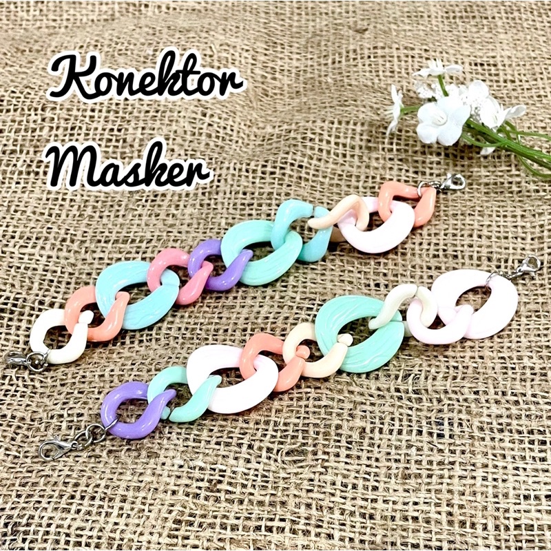 konektor masker hijab connector masker acrylic akrilik pastel warna soft strap masker tali masker