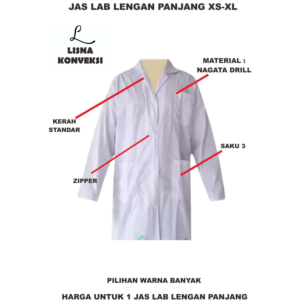 Jas Laboratorium Lengan Panjang Nagata Drill XS-XL