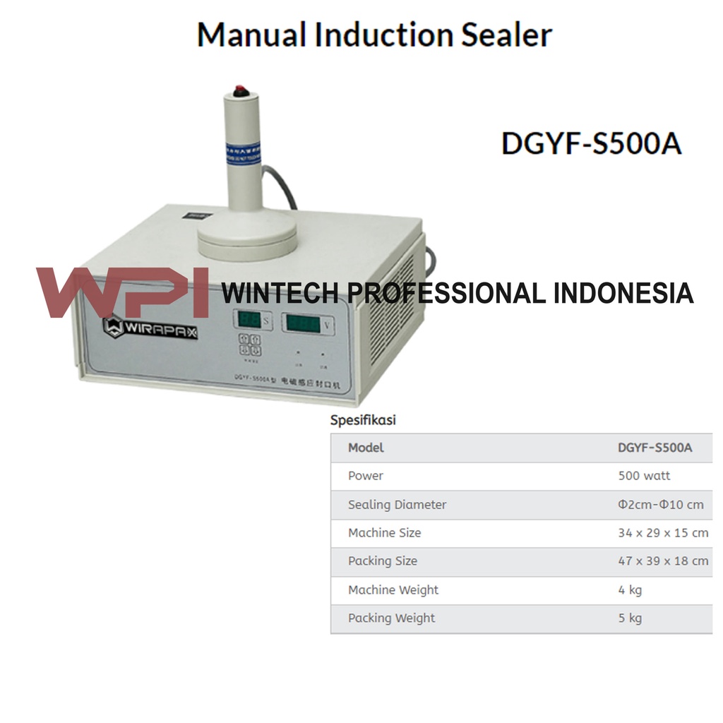 Wiratech DGYF-S500A Manual Induction Sealer / Mesin Induksi Sealer Alumunium