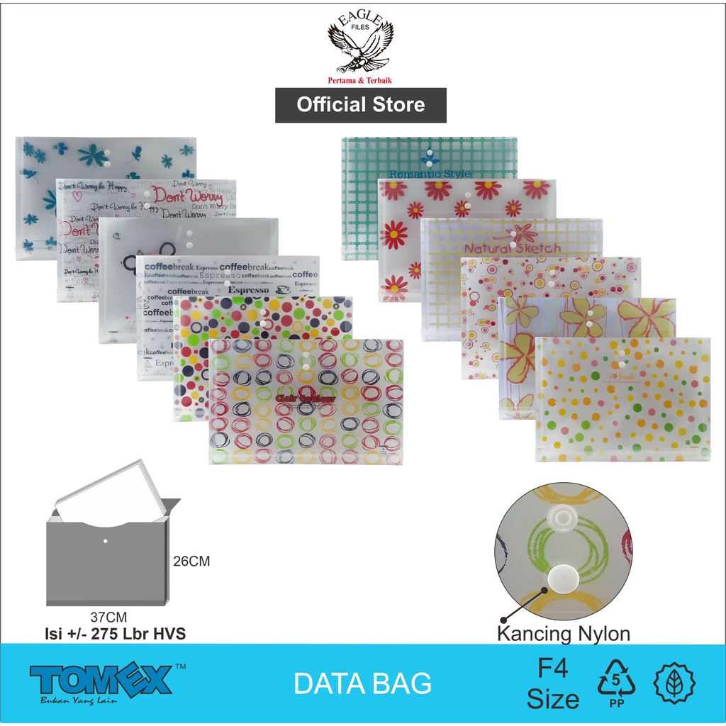 

Map Plastik Kancing TOMEX Map Kancing Plastik Punggung Data BagFile Horizontal Motif Mixed F4(Folio)