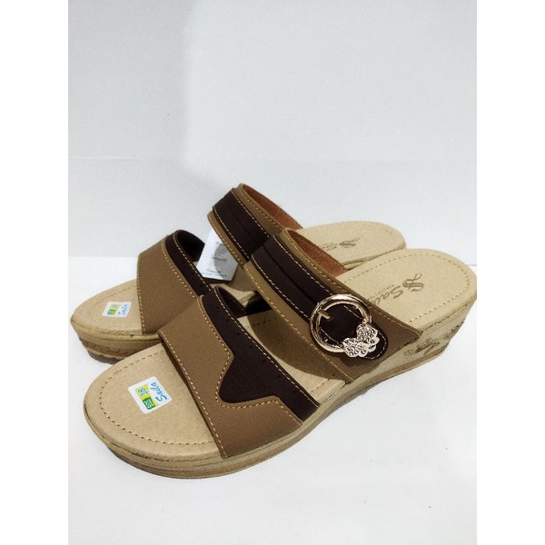 sandal wanita wedges hak 5cm ban dua terlaris motif 2 warna saila