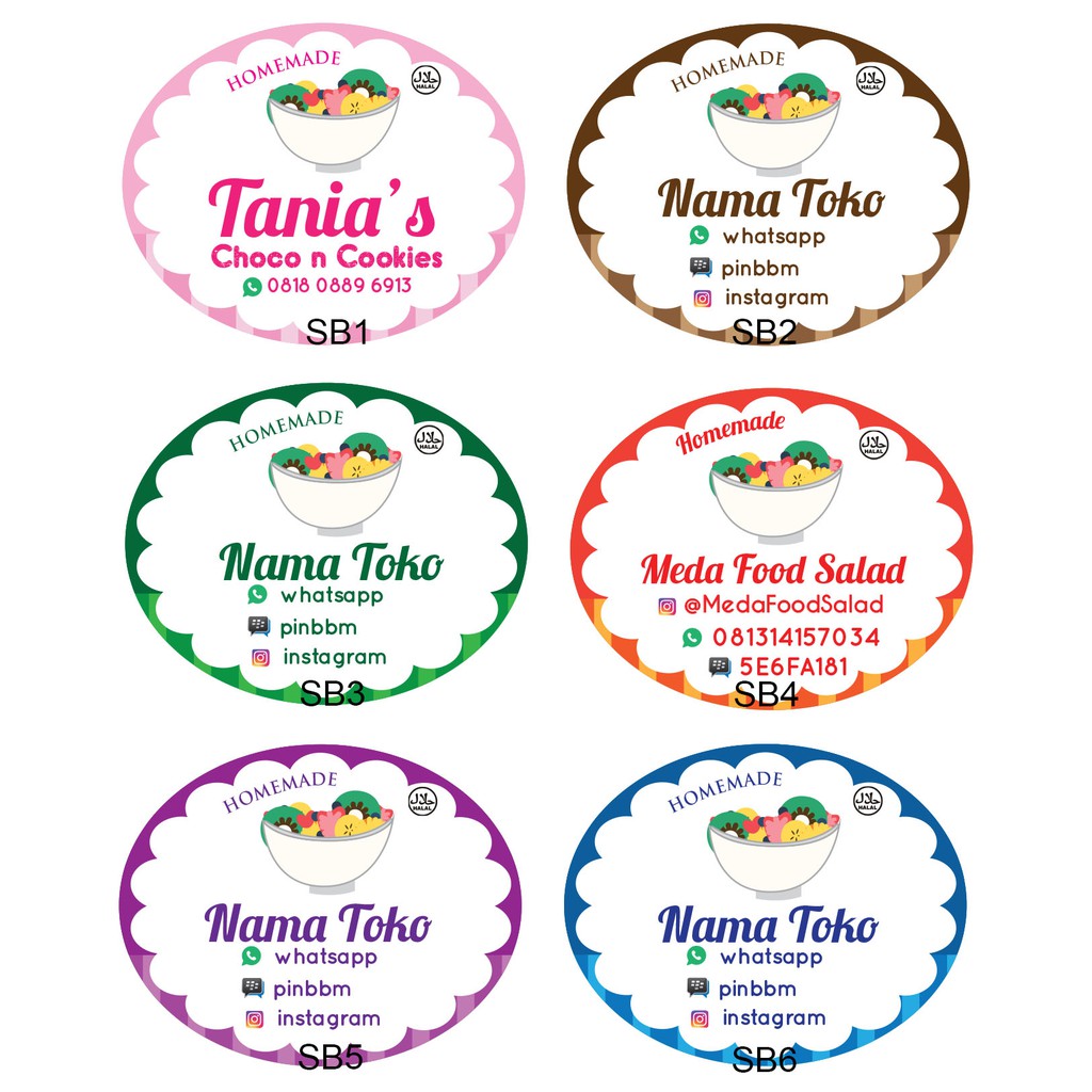 Sticker Stiker Label Toko Produk Makanan Salad Buah Sayur