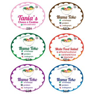 Sticker stiker  label toko produk makanan salad  buah  