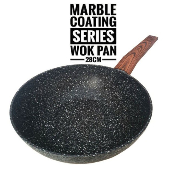 Yoshikawa Wok Pan Ceramic Marble 28 cm