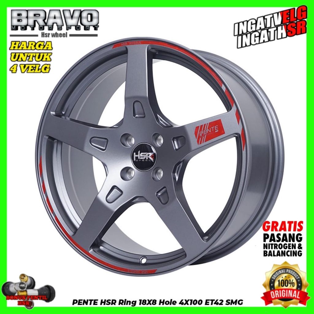 velg mobil racing ring 18 hsr pente pcd 4x100 velg r18 rocky raize mobilio dll